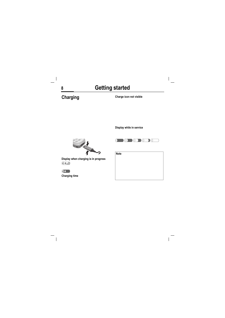 Getting started, Charging | Siemens MT50 User Manual | Page 10 / 96