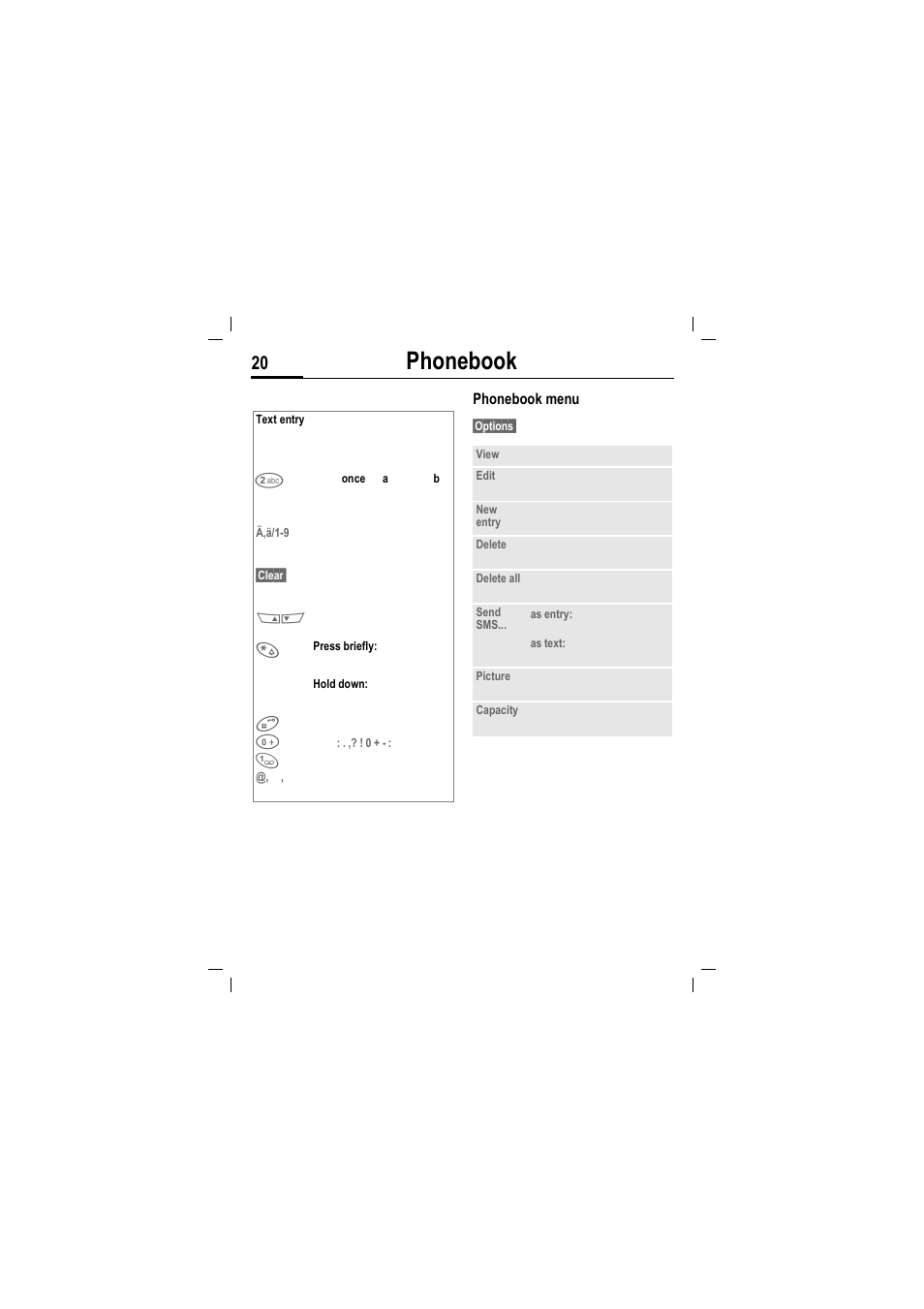Phonebook | Siemens MT50 User Manual | Page 22 / 96