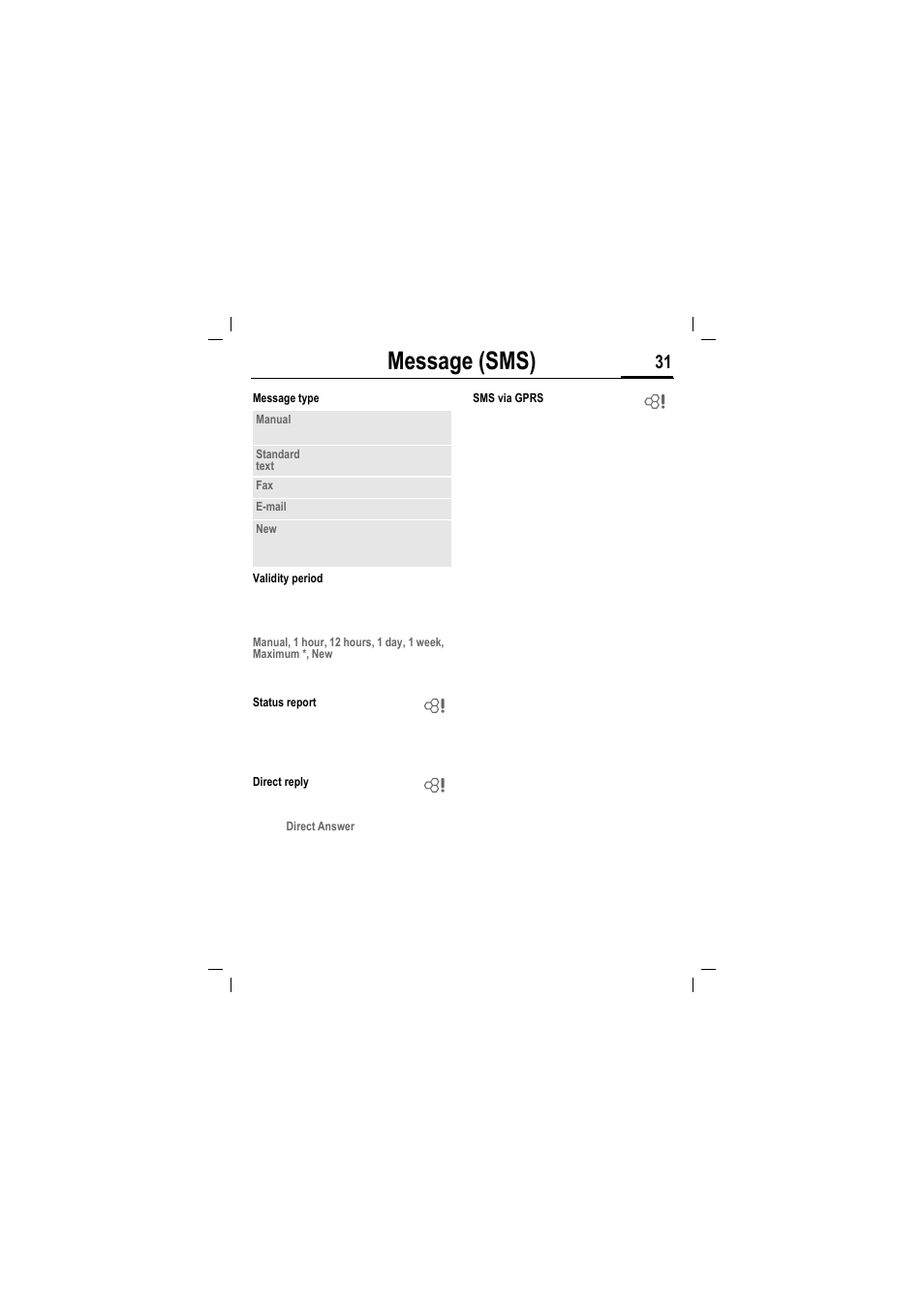 Message (sms) | Siemens MT50 User Manual | Page 33 / 96