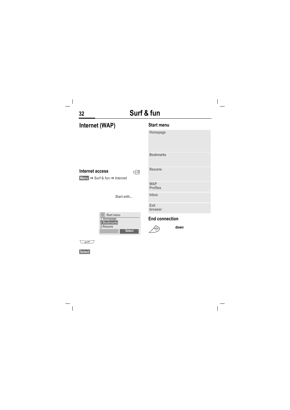 Surf & fun, Internet (wap) | Siemens MT50 User Manual | Page 34 / 96