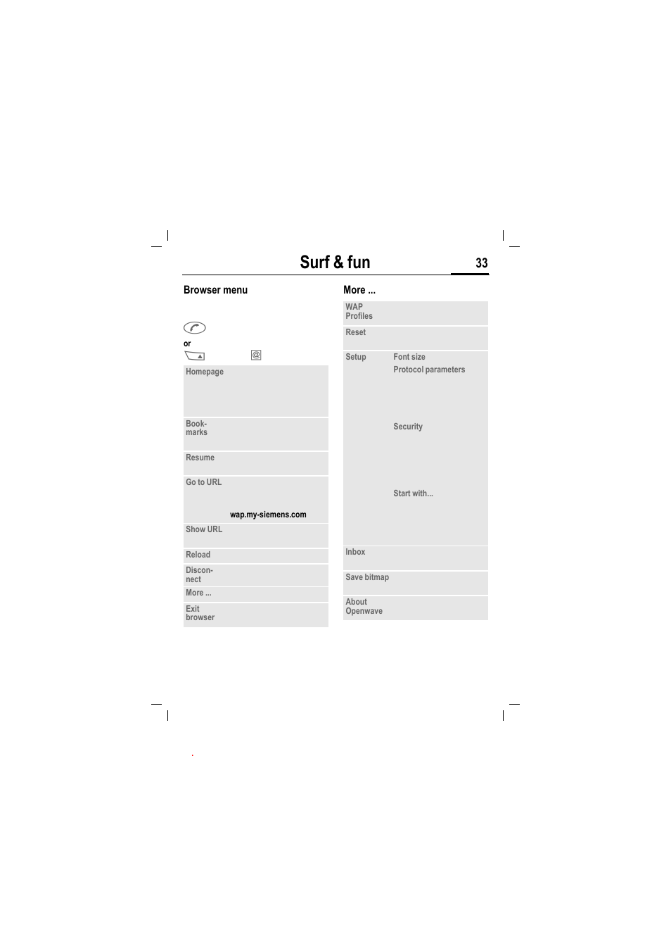 Surf & fun | Siemens MT50 User Manual | Page 35 / 96