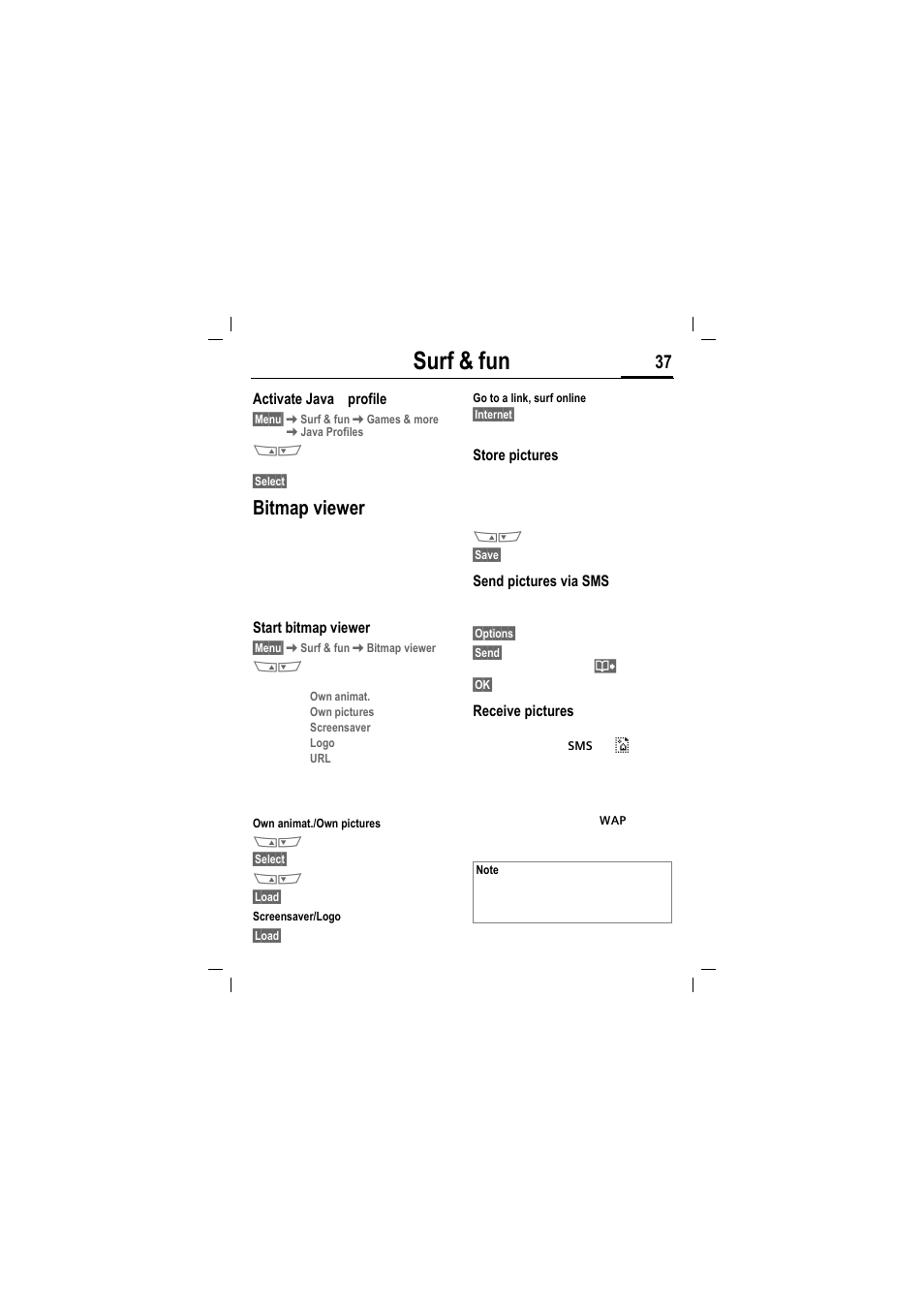 Surf & fun, Bitmap viewer | Siemens MT50 User Manual | Page 39 / 96