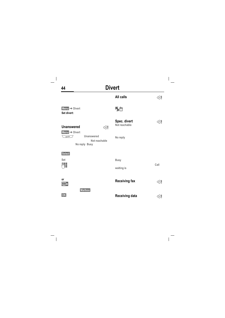 Divert | Siemens MT50 User Manual | Page 46 / 96