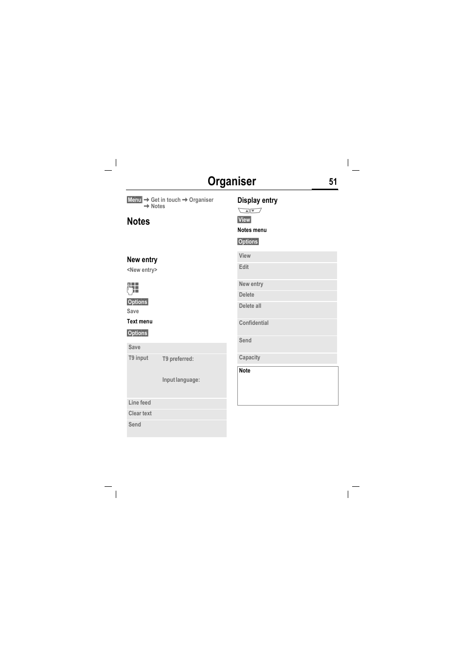 Organiser | Siemens MT50 User Manual | Page 53 / 96