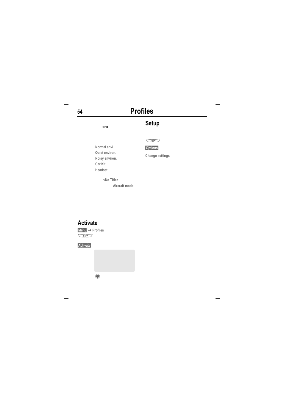 Profiles, Activate, Setup | Siemens MT50 User Manual | Page 56 / 96