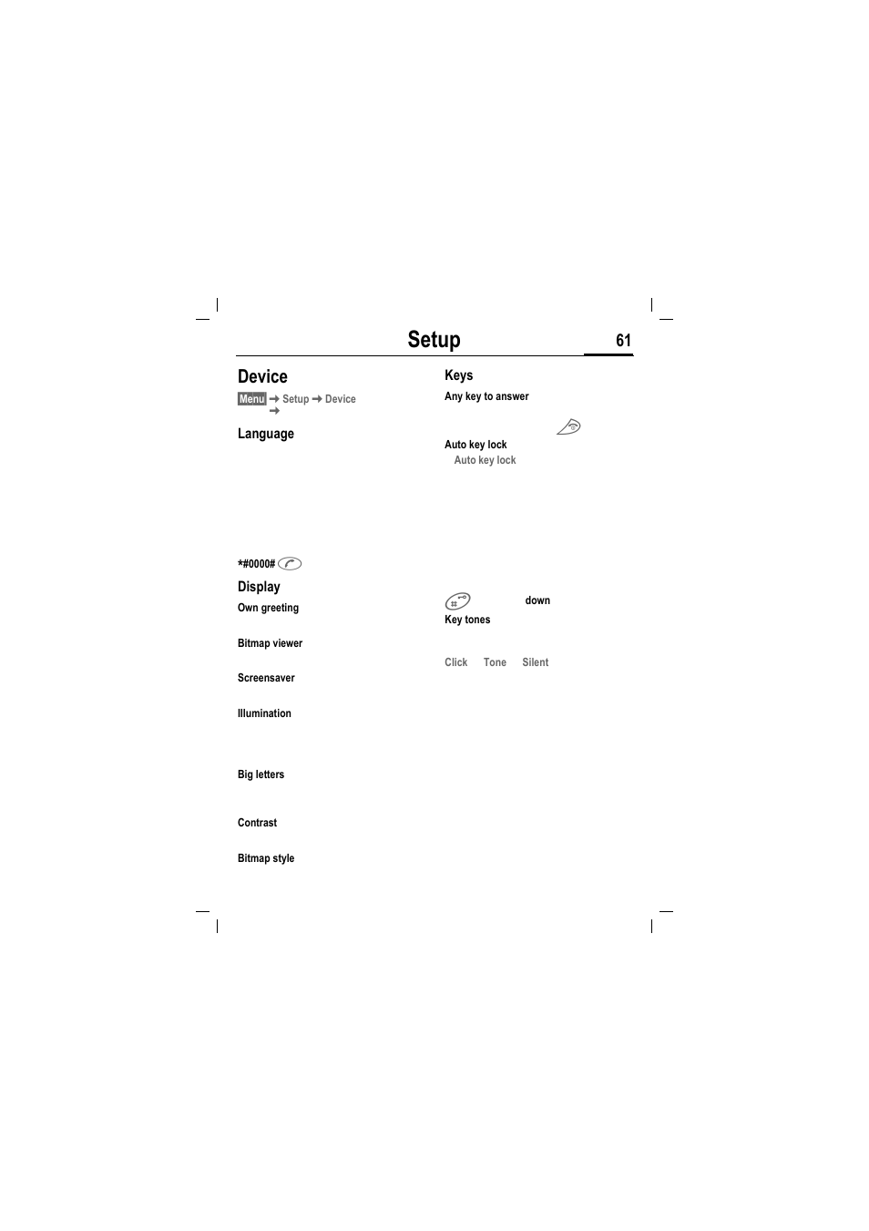 Setup, Device | Siemens MT50 User Manual | Page 63 / 96