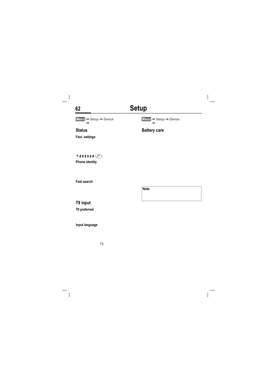 Setup | Siemens MT50 User Manual | Page 64 / 96