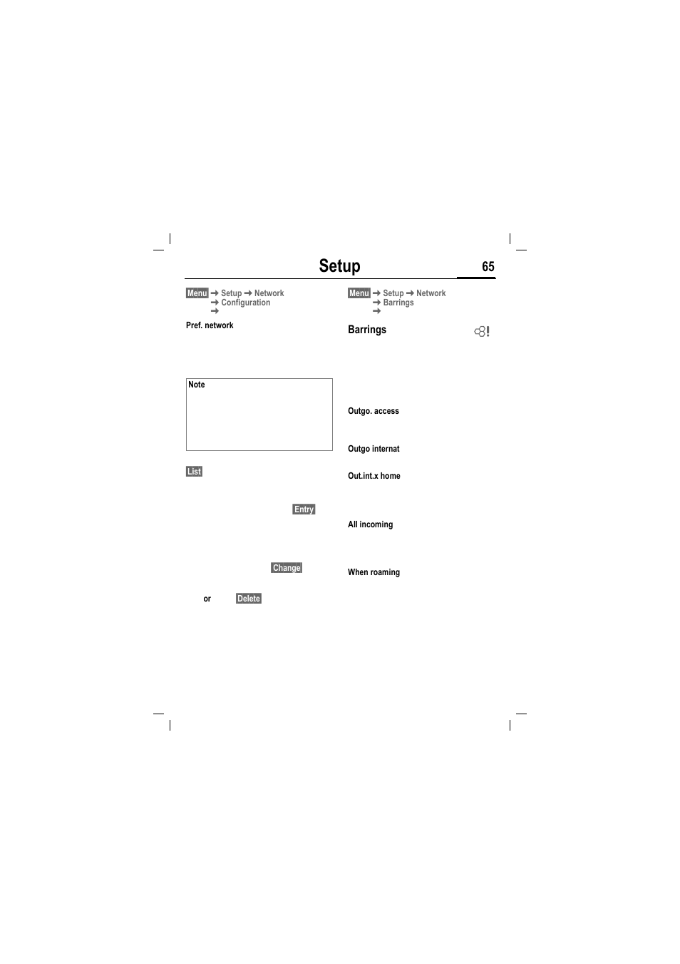 Setup | Siemens MT50 User Manual | Page 67 / 96