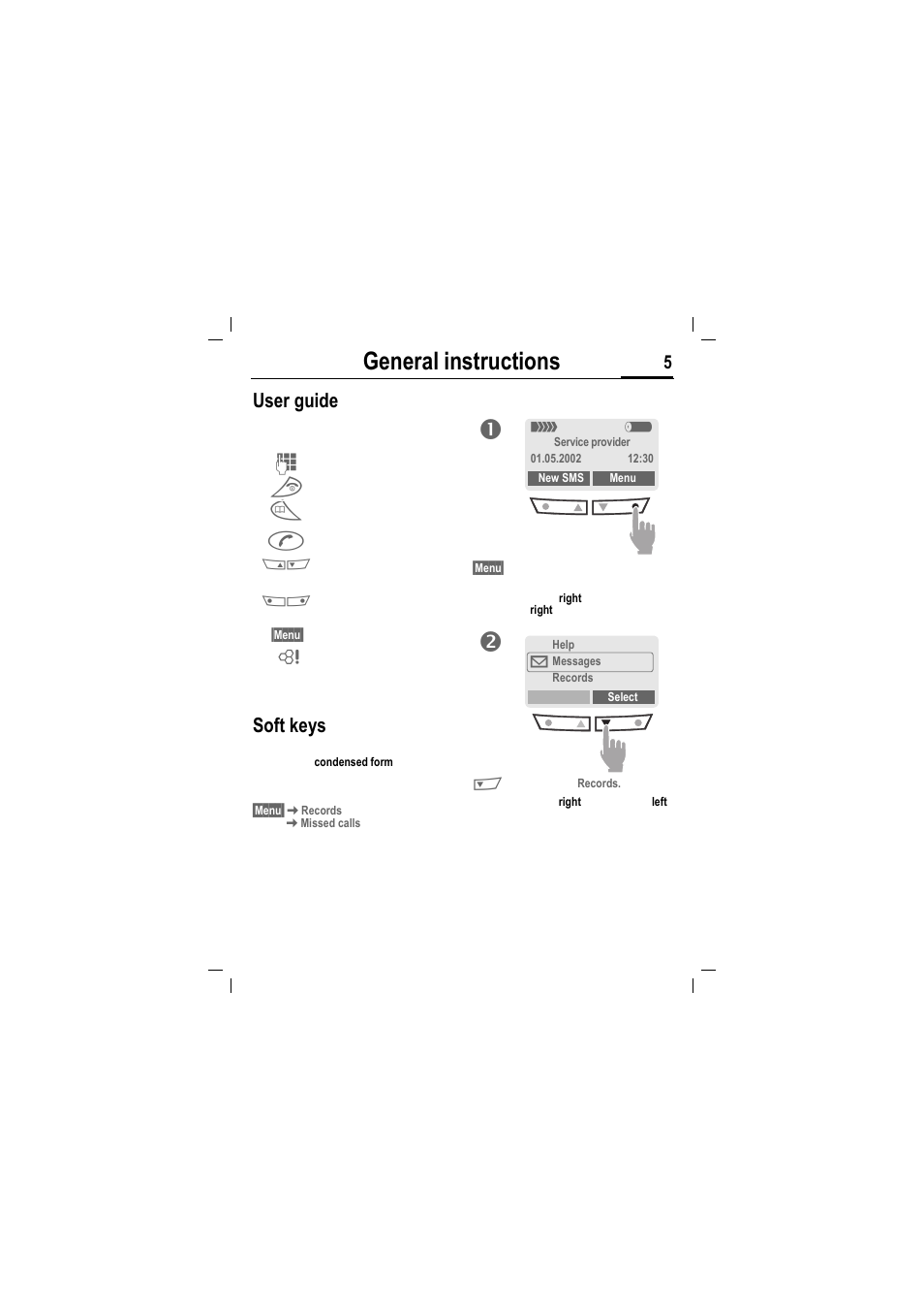 General instructions, User guide, Soft keys | Siemens MT50 User Manual | Page 7 / 96