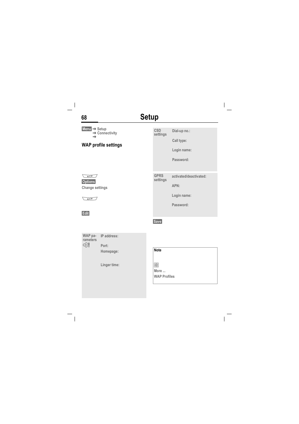 Setup | Siemens MT50 User Manual | Page 70 / 96