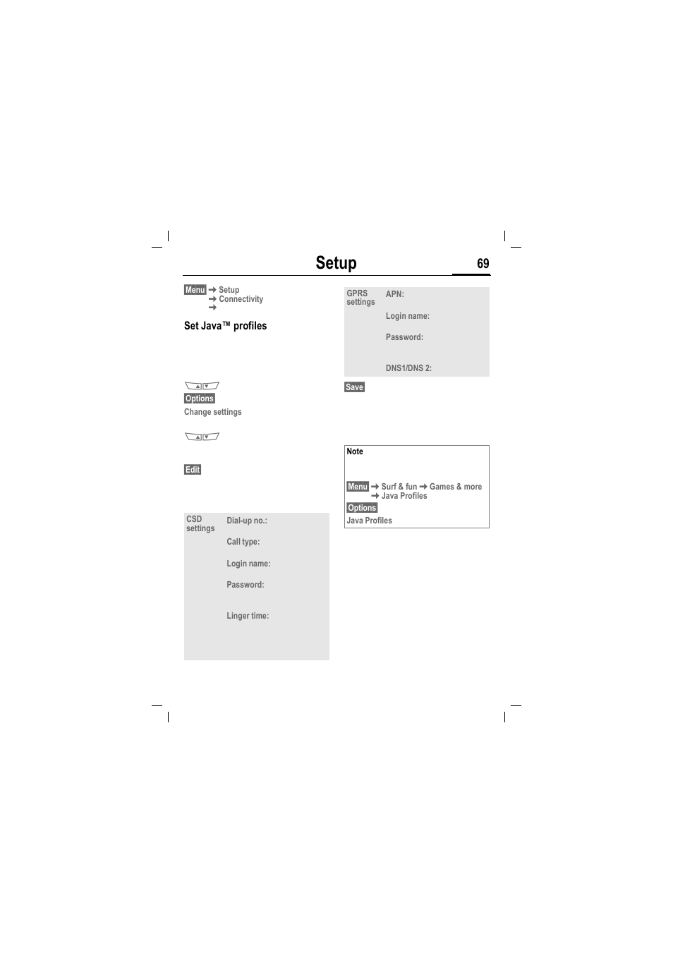 Setup | Siemens MT50 User Manual | Page 71 / 96