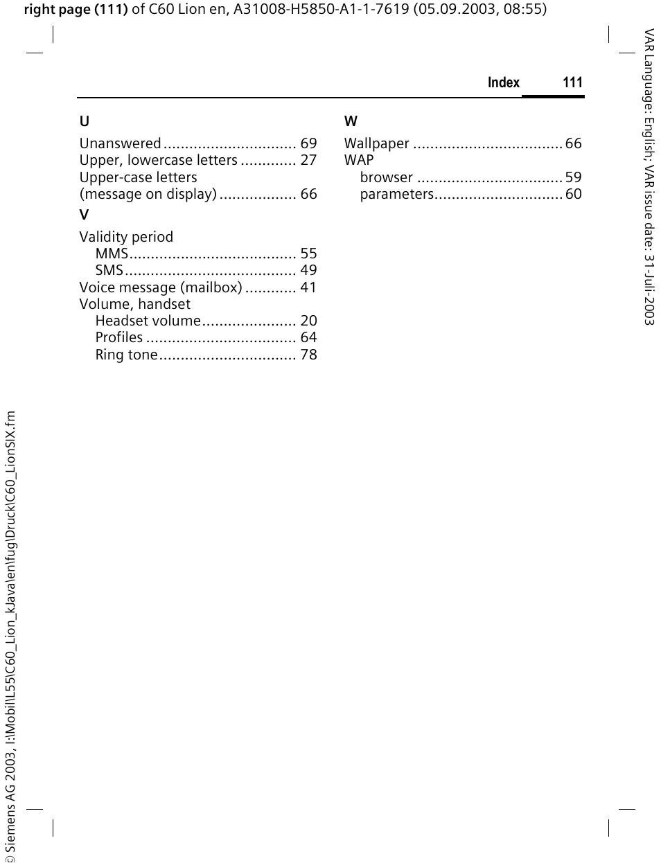 Siemens C60 User Manual | Page 112 / 112