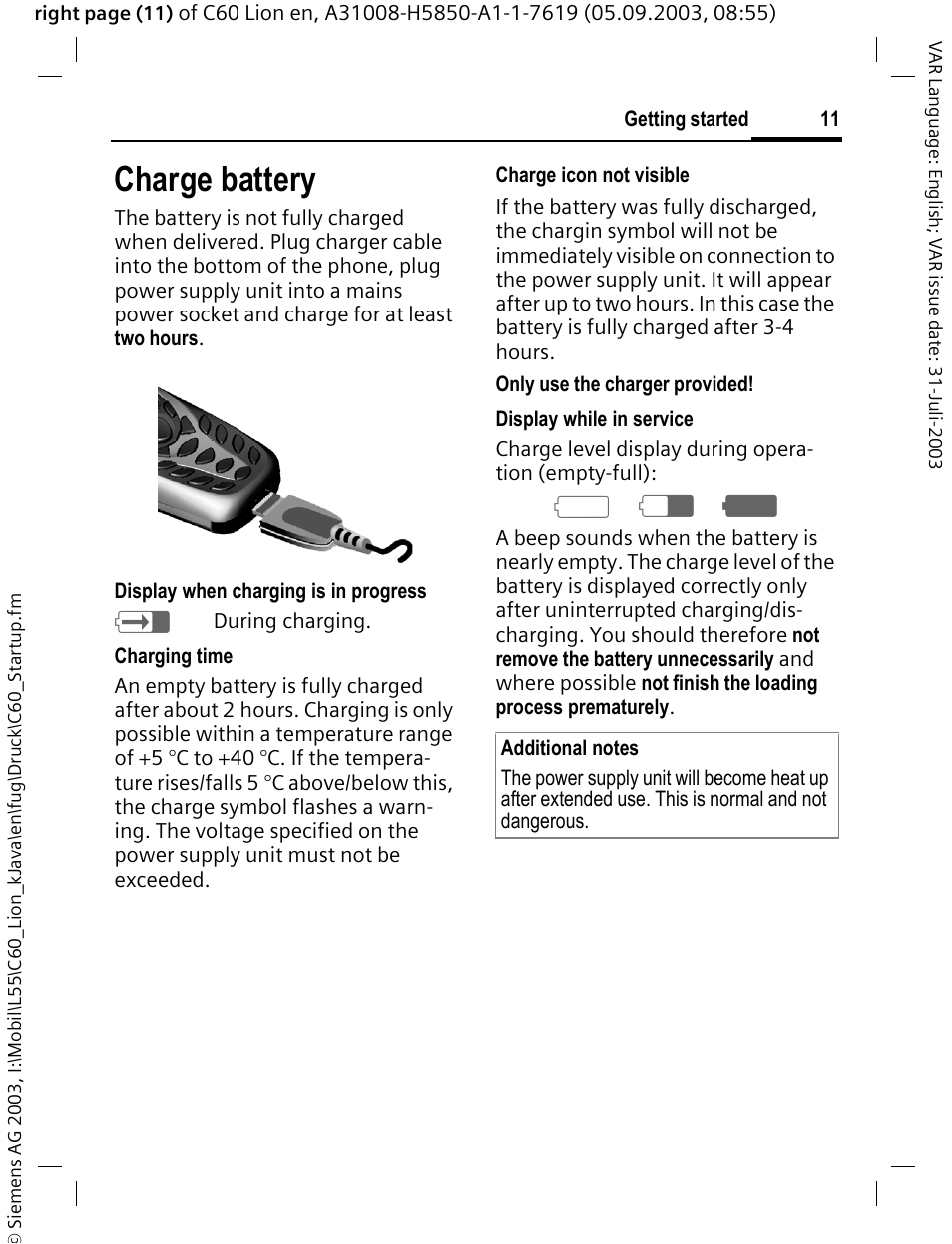 Charge battery, A d g | Siemens C60 User Manual | Page 12 / 112