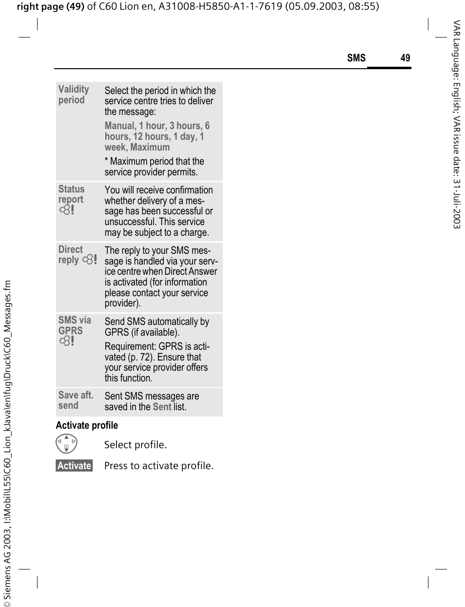 Siemens C60 User Manual | Page 50 / 112