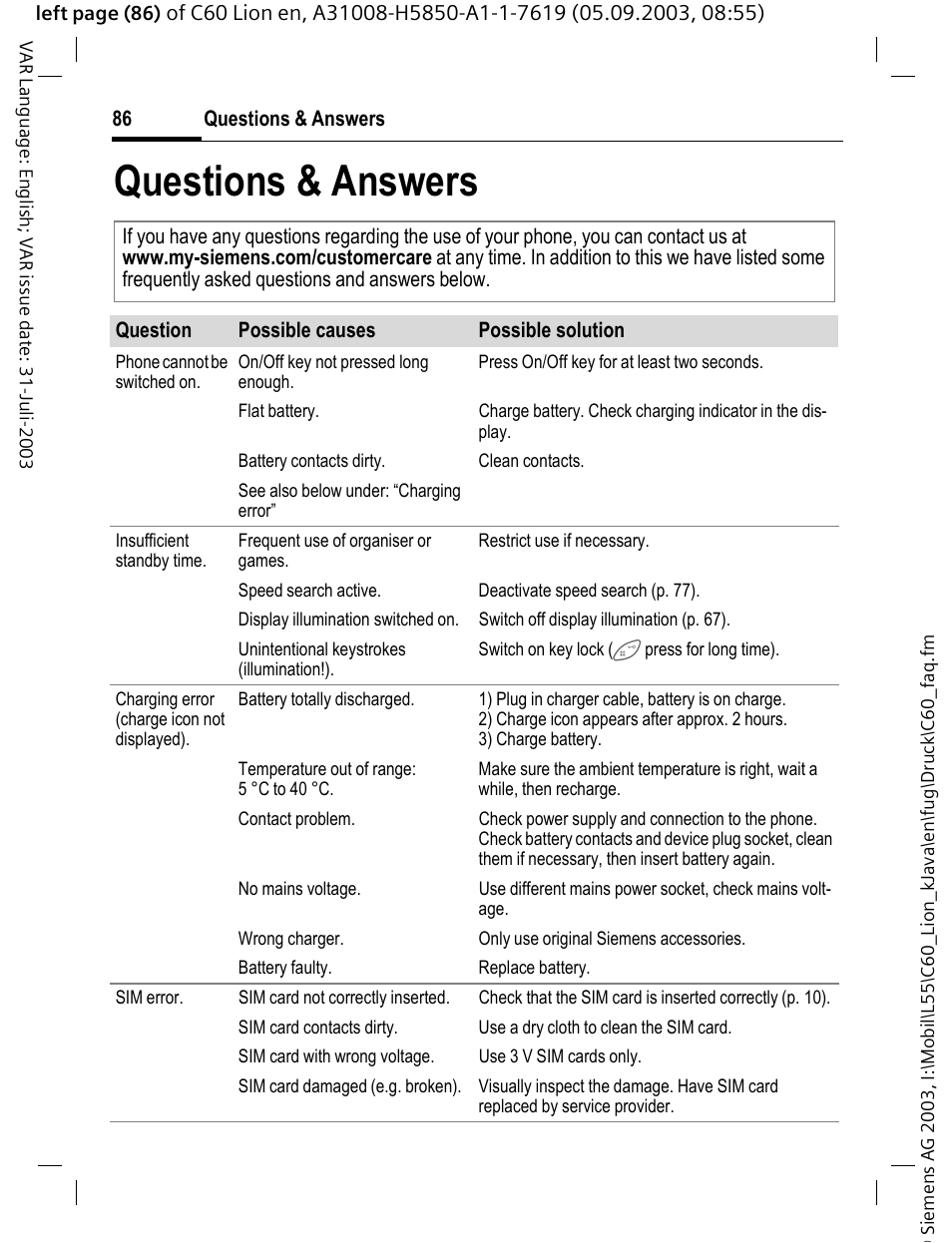 Questions & answers | Siemens C60 User Manual | Page 87 / 112