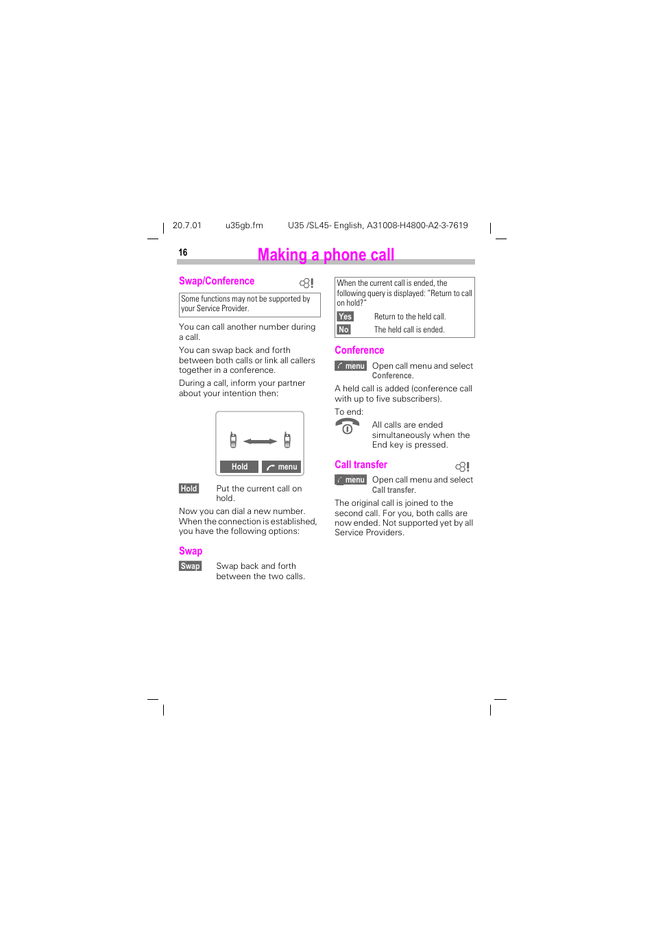 0dnlqj d skrqh fdoo | Siemens SL 42 User Manual | Page 18 / 86