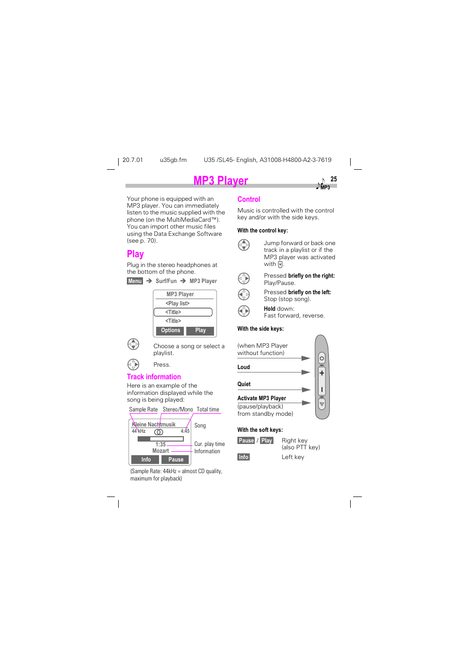 Mp3 player, Play, 03 3od\hu | Siemens SL 42 User Manual | Page 27 / 86