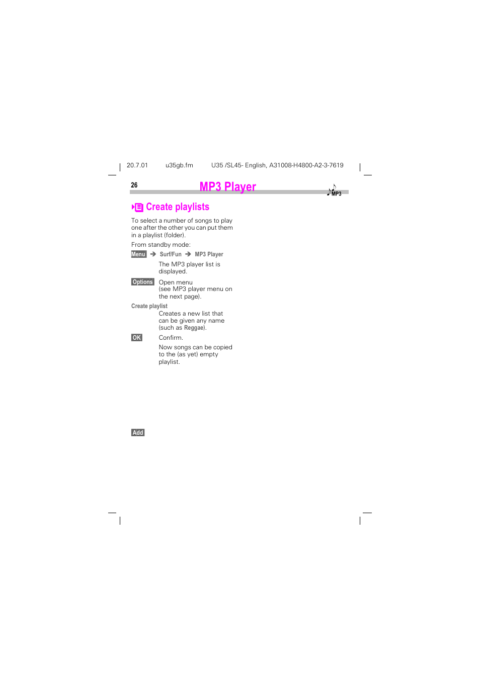 See p. 26), 03 3od\hu, Kk &uhdwh sod\olvwv | Siemens SL 42 User Manual | Page 28 / 86