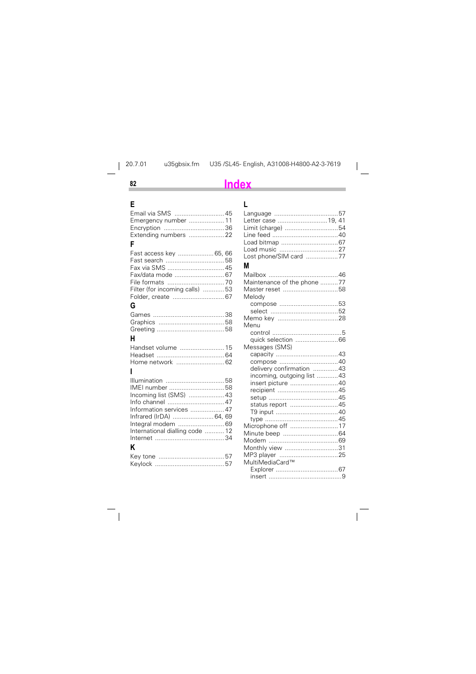 Siemens SL 42 User Manual | Page 84 / 86