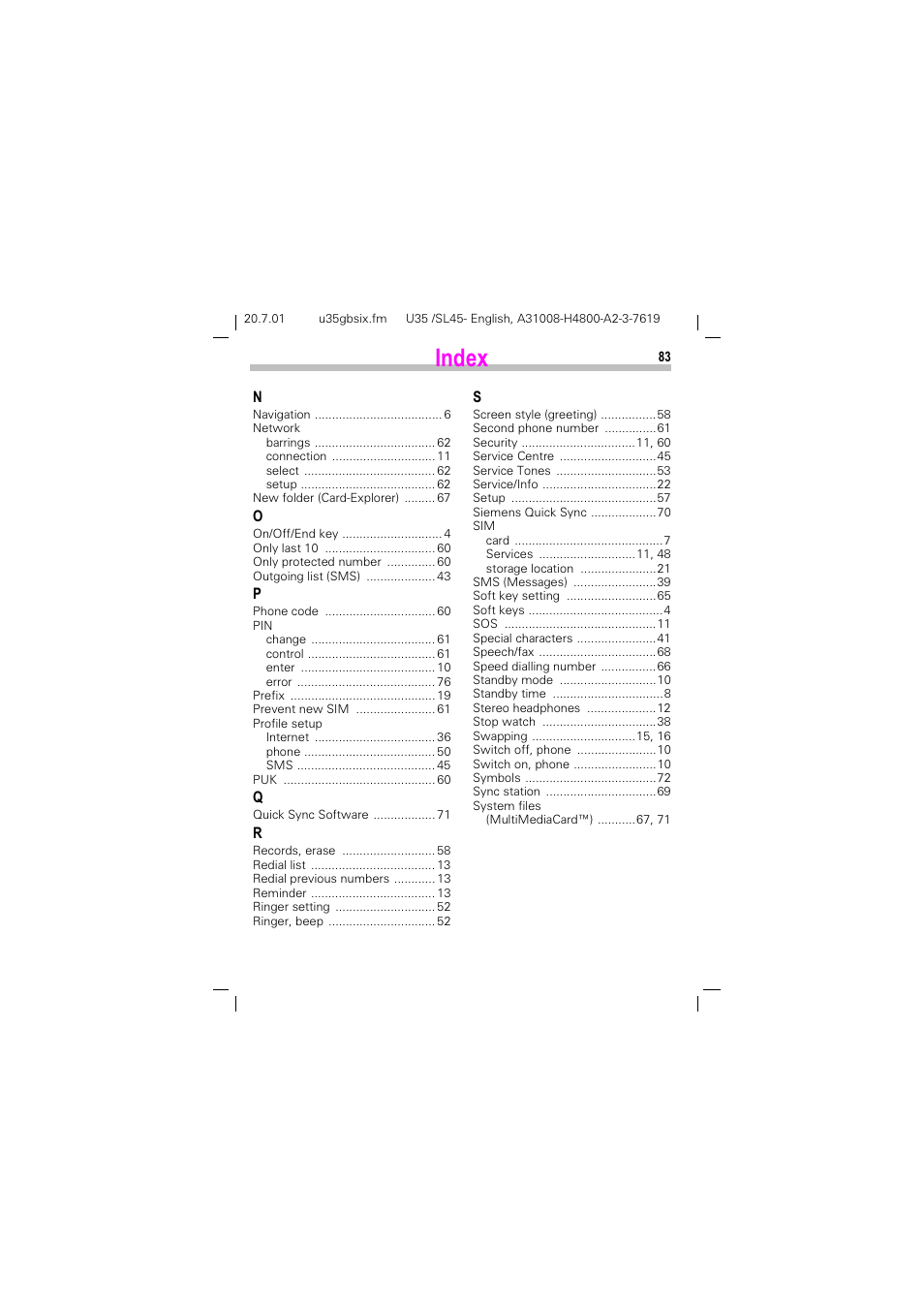 Siemens SL 42 User Manual | Page 85 / 86