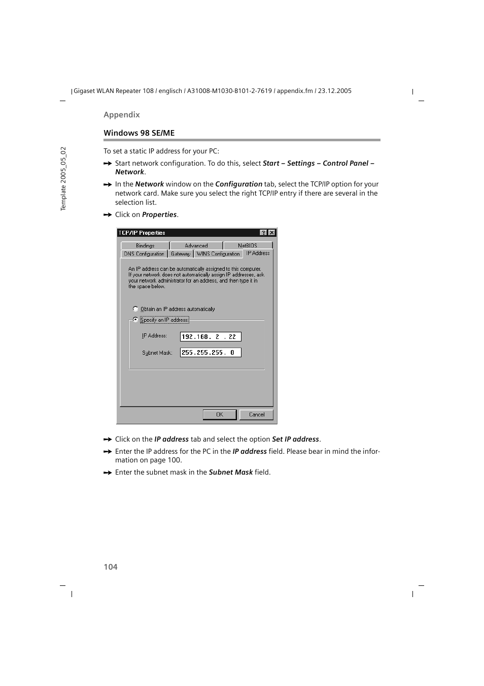 Windows 98 se/me | Siemens 108 User Manual | Page 106 / 143