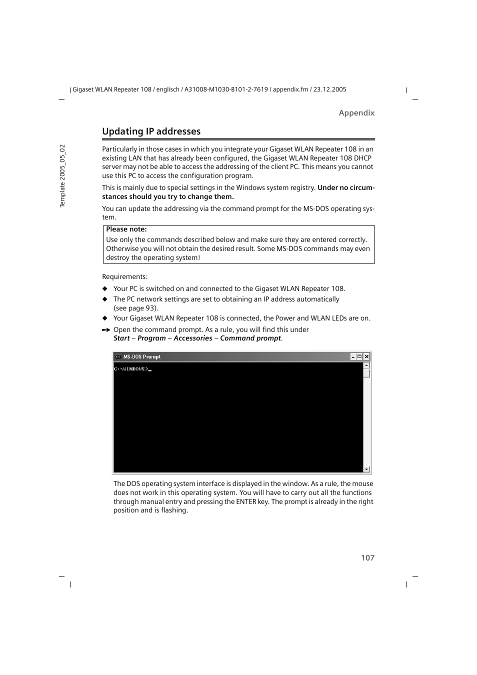 Updating ip addresses | Siemens 108 User Manual | Page 109 / 143