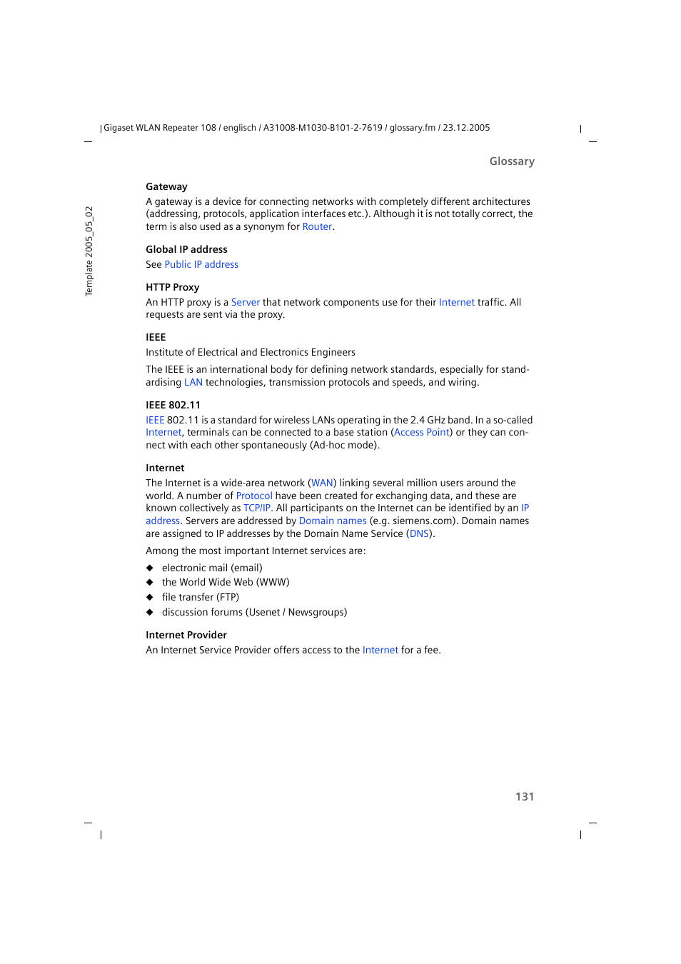 Inter, Internet, Ly the | Provider, Ieee | Siemens 108 User Manual | Page 133 / 143