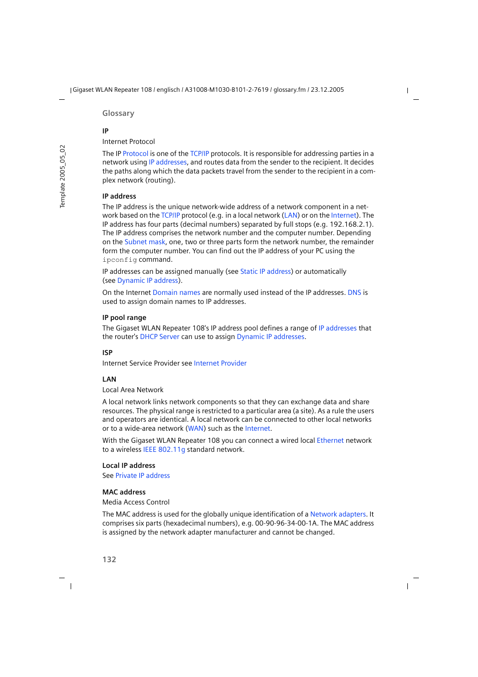 Mac address, Ip address, Ip pool range | Is as, Dising, Address | Siemens 108 User Manual | Page 134 / 143