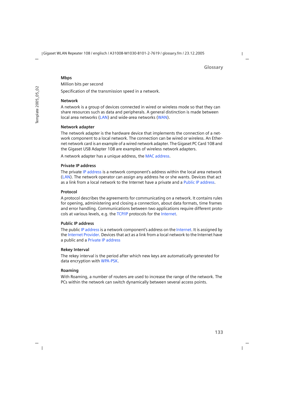 Rekey interval, Mbps, Public ip address | Protocol, Private ip address, Network adapters | Siemens 108 User Manual | Page 135 / 143