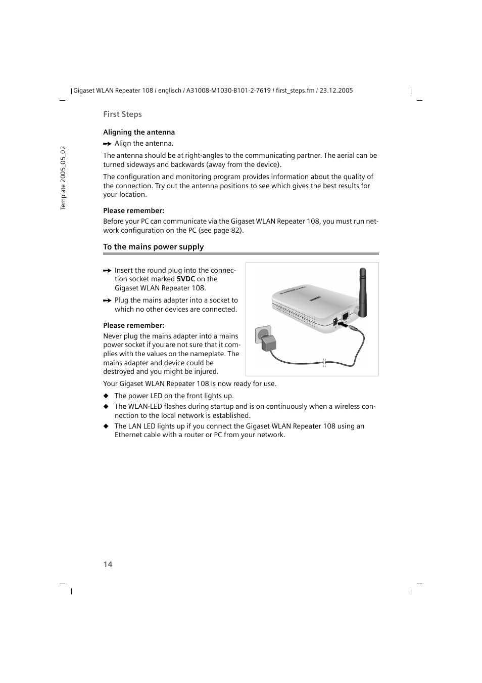 To the mains power supply | Siemens 108 User Manual | Page 16 / 143