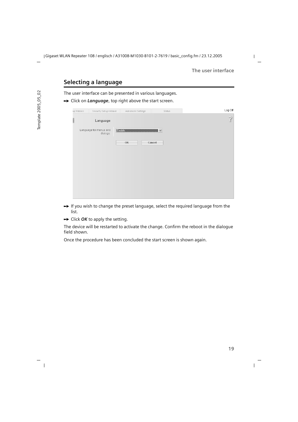 Selecting a language | Siemens 108 User Manual | Page 21 / 143