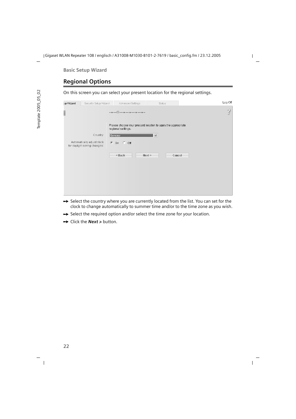 Regional options | Siemens 108 User Manual | Page 24 / 143