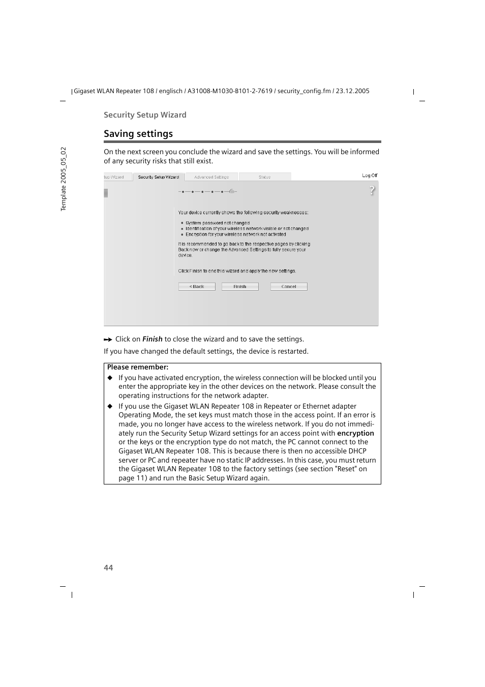 Saving settings | Siemens 108 User Manual | Page 46 / 143