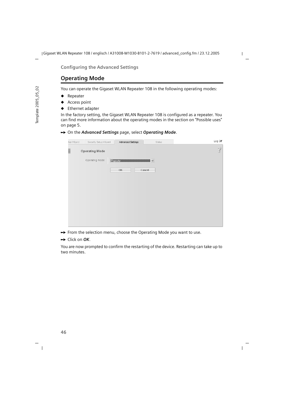 Operating mode | Siemens 108 User Manual | Page 48 / 143