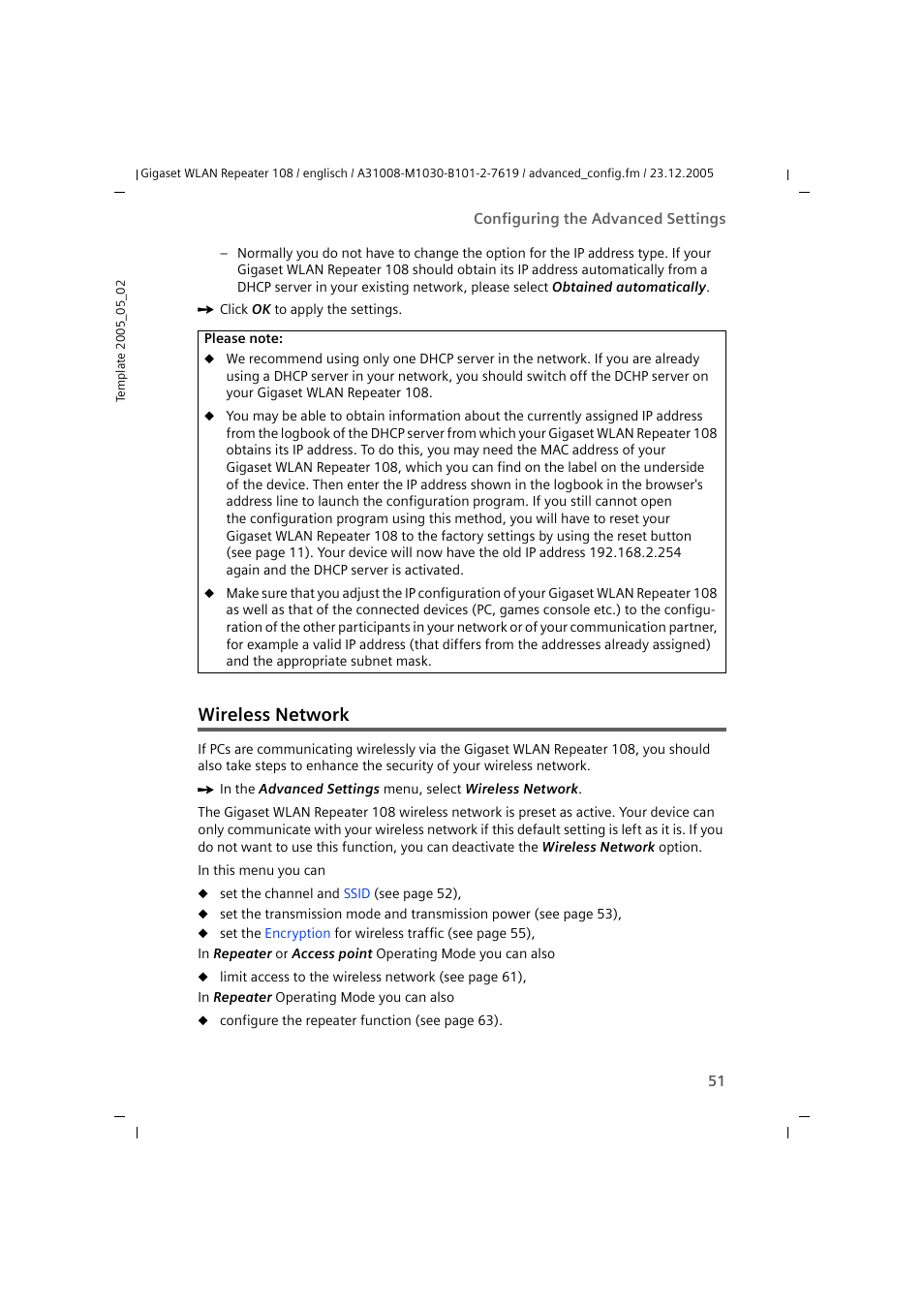 Wireless network | Siemens 108 User Manual | Page 53 / 143