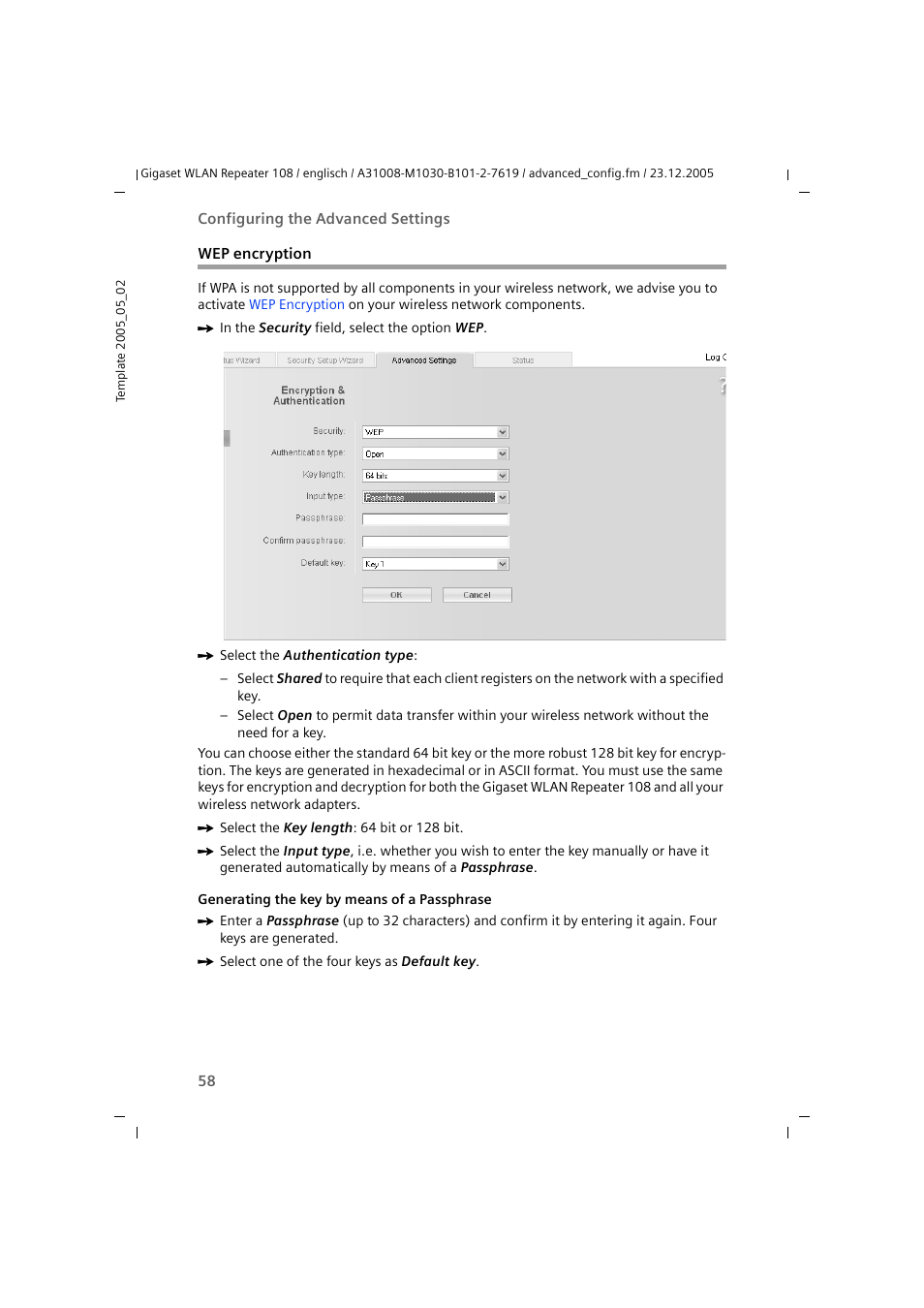 Wep encryption | Siemens 108 User Manual | Page 60 / 143