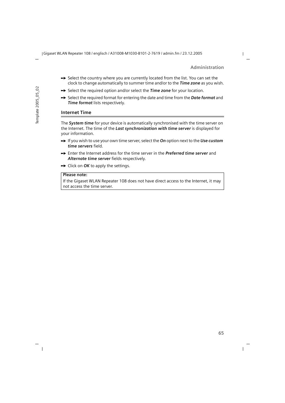 Internet time | Siemens 108 User Manual | Page 67 / 143