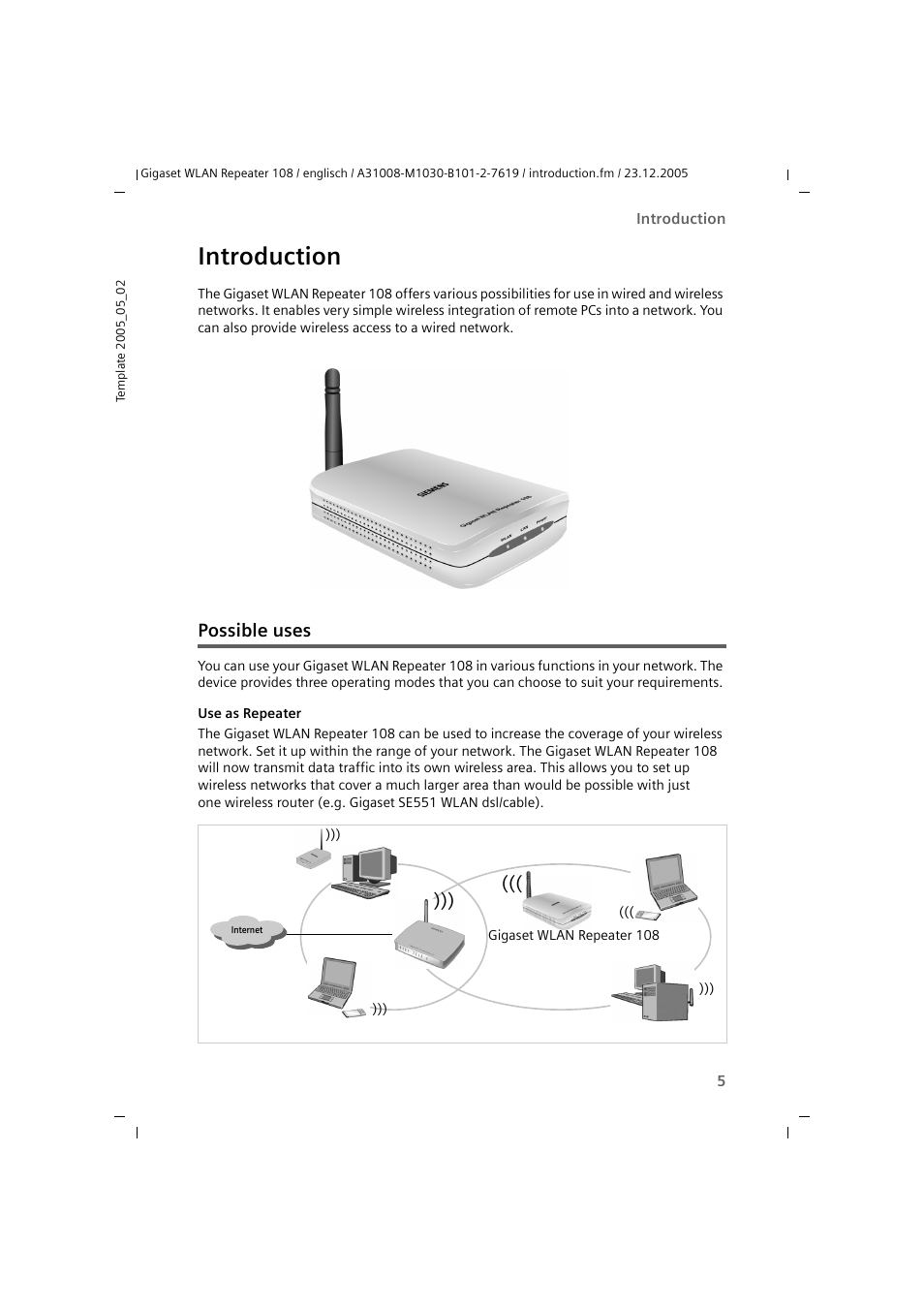 Introduction, Possible uses | Siemens 108 User Manual | Page 7 / 143