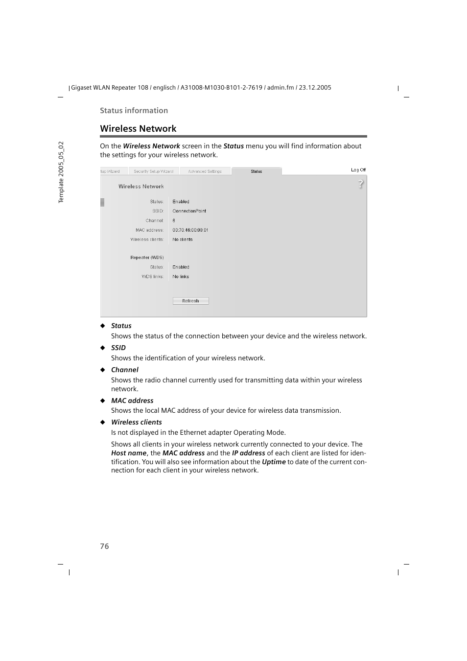 Wireless network | Siemens 108 User Manual | Page 78 / 143