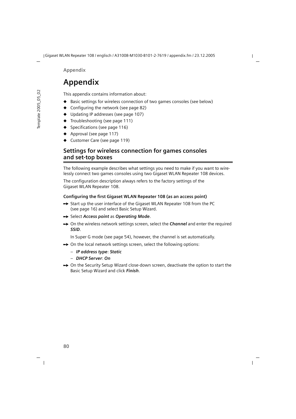 Appendix | Siemens 108 User Manual | Page 82 / 143