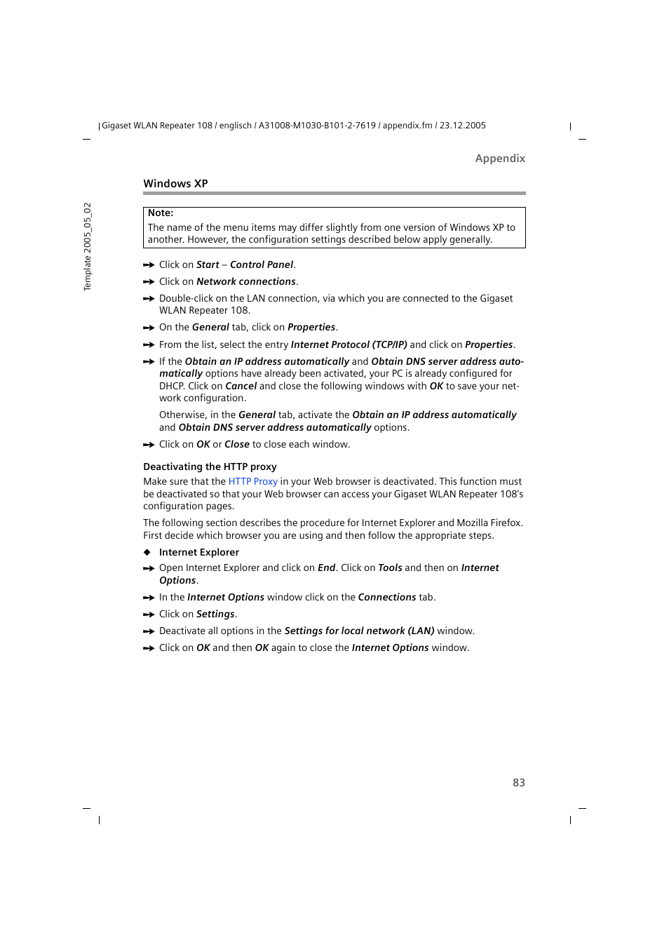 Windows xp | Siemens 108 User Manual | Page 85 / 143