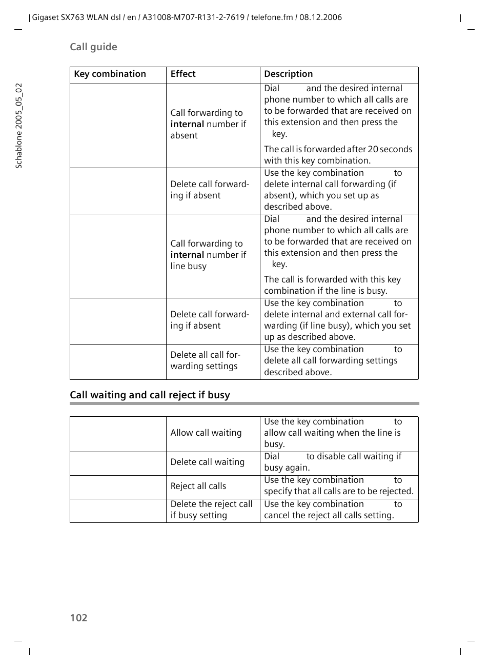 Call waiting and call reject if busy | Siemens SX763 User Manual | Page 102 / 156