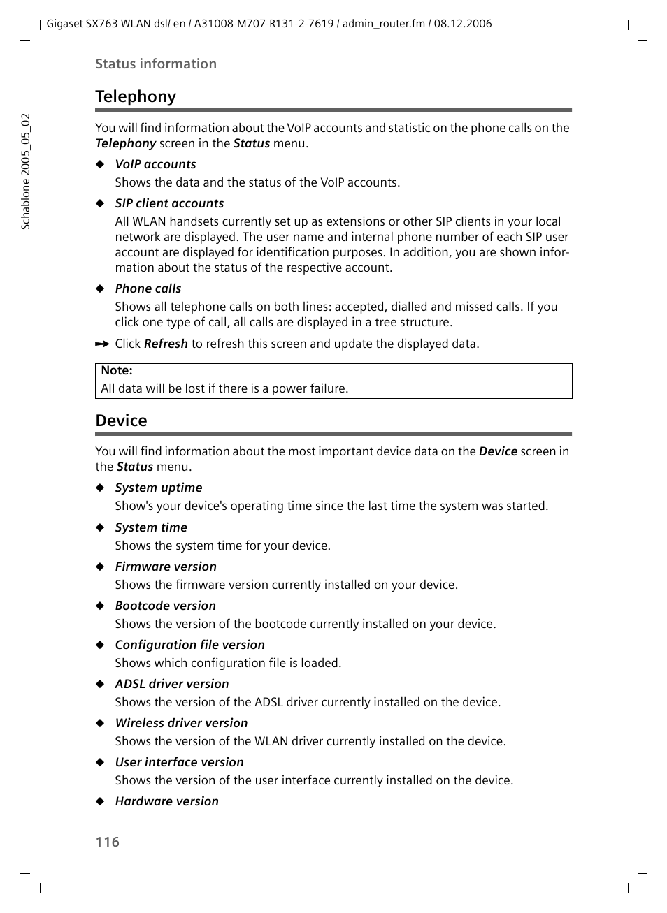 Telephony, Device, Telephony device | Siemens SX763 User Manual | Page 116 / 156