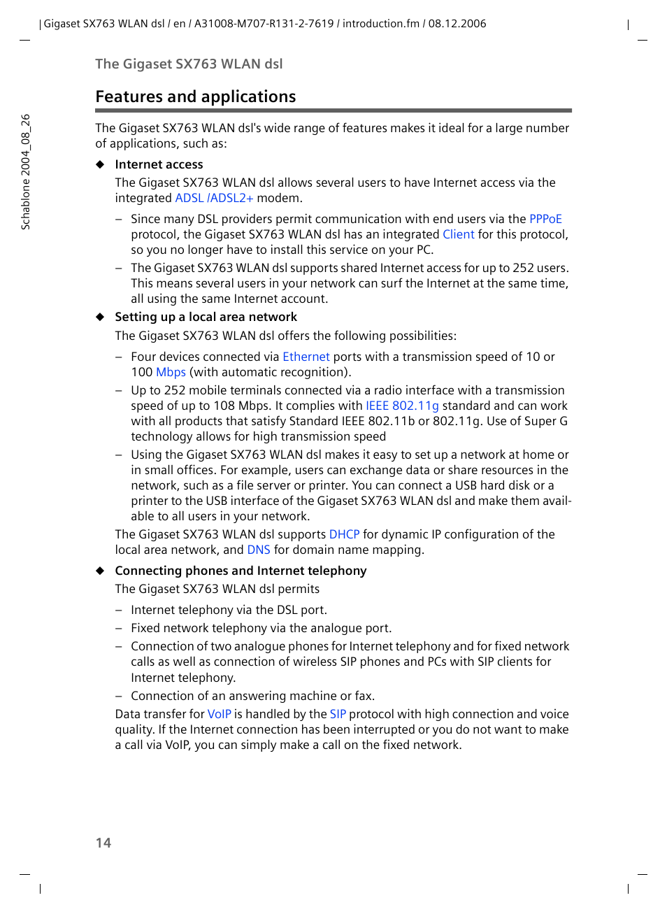 Features and applications | Siemens SX763 User Manual | Page 14 / 156