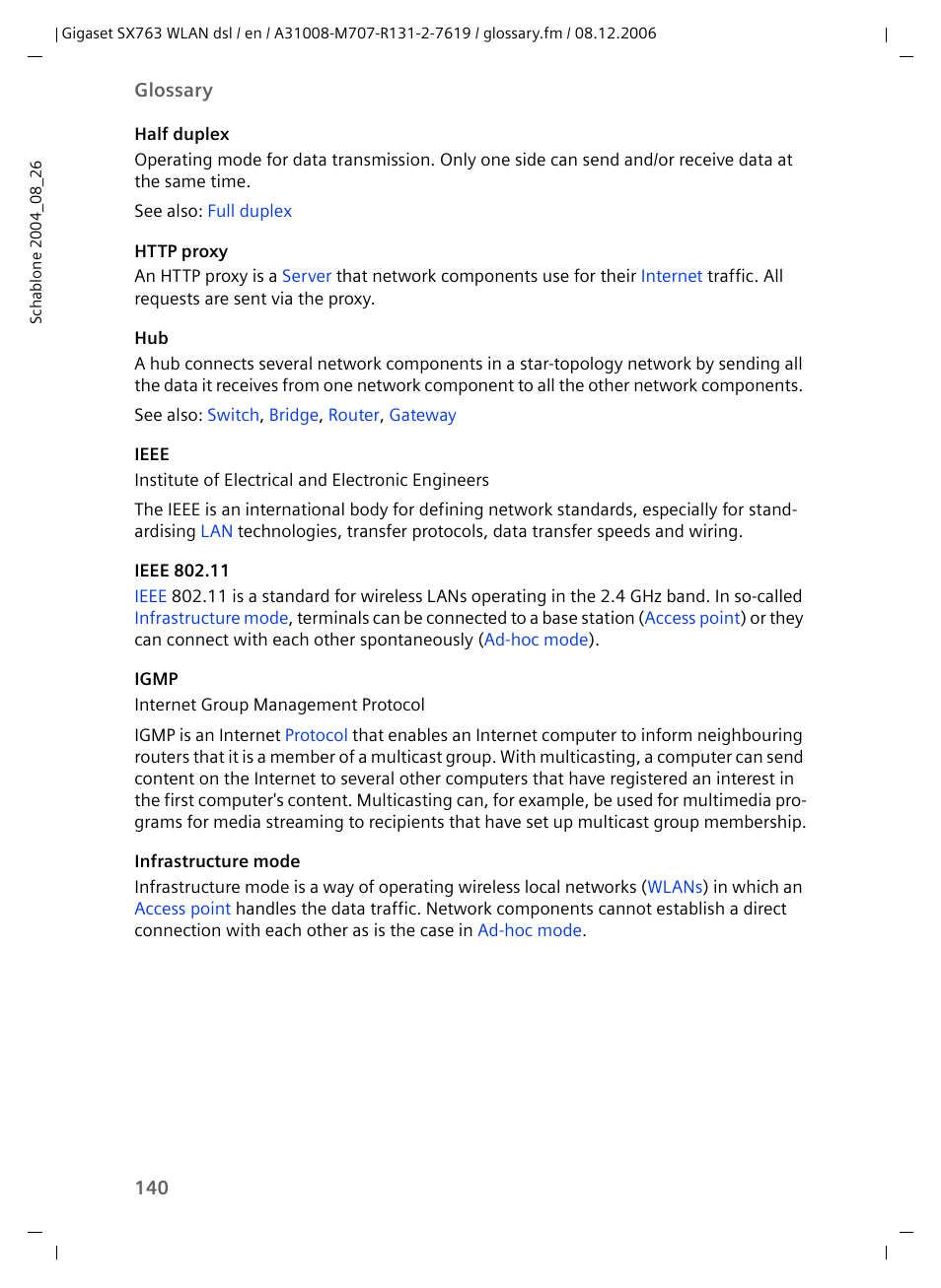 Ieee 802.11, Infrastructure mode, Ieee | Half duplex | Siemens SX763 User Manual | Page 140 / 156