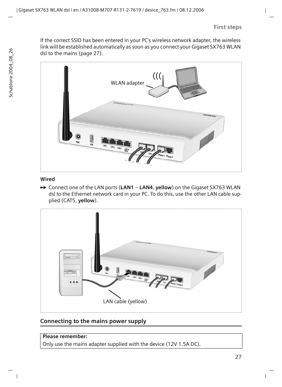 Connecting to the mains power supply | Siemens SX763 User Manual | Page 27 / 156