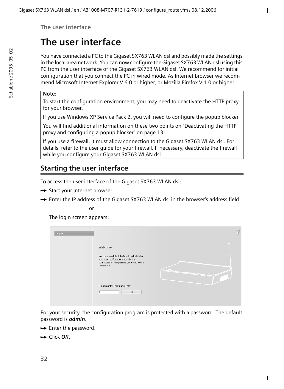 The user interface, Starting the user interface | Siemens SX763 User Manual | Page 32 / 156