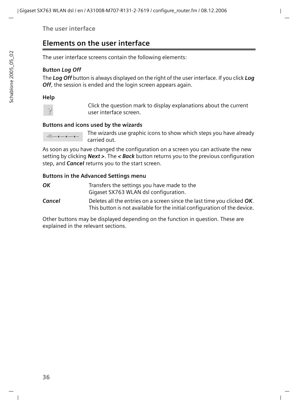 Elements on the user interface | Siemens SX763 User Manual | Page 36 / 156