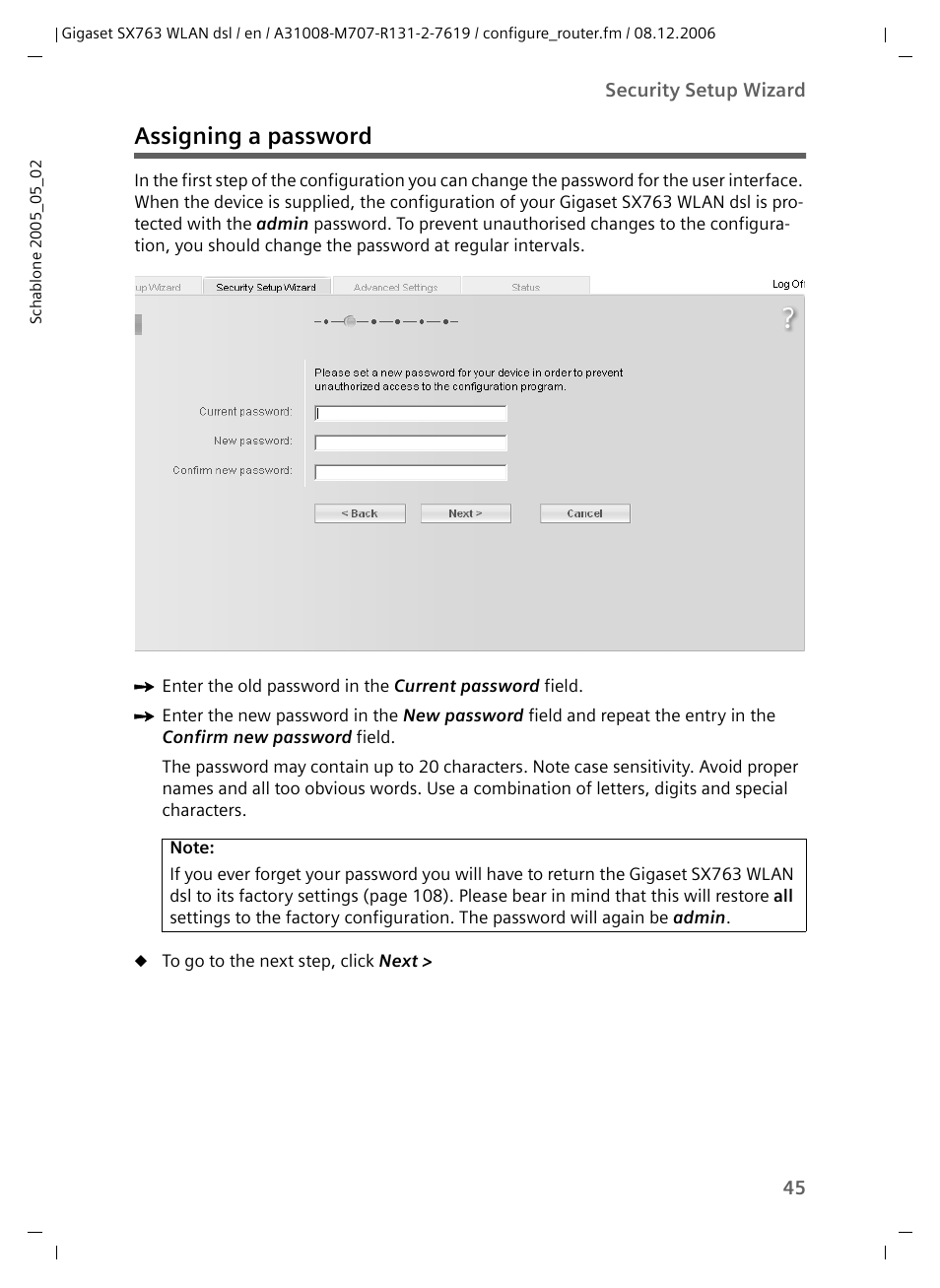 Assigning a password | Siemens SX763 User Manual | Page 45 / 156