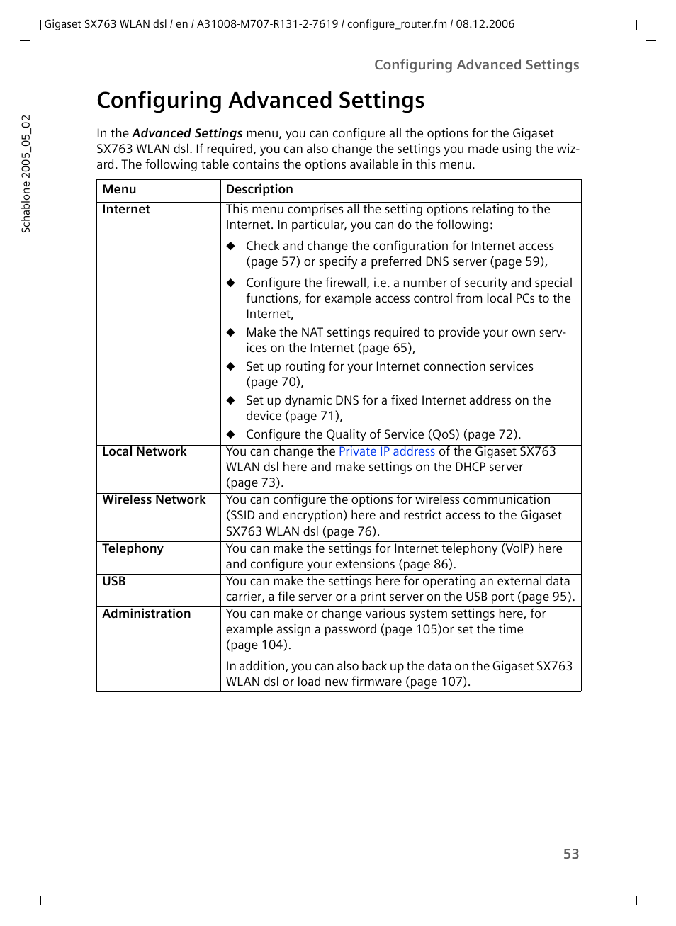 Configuring advanced settings | Siemens SX763 User Manual | Page 53 / 156